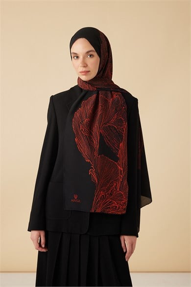 RUBA KREP İPEK ŞAL 70*190 CM - SİYAH