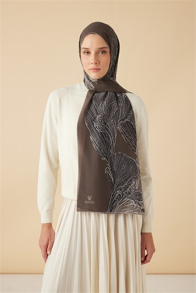 RUBA KREP İPEK ŞAL 70*190 CM - VİZON