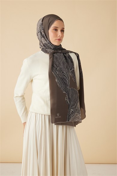 RUBA KREP İPEK ŞAL 70*190 CM - VİZON
