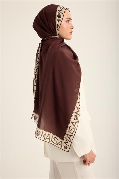 RUFİ KREP İPEK ŞAL 70*190 CM - KAHVERENGİ