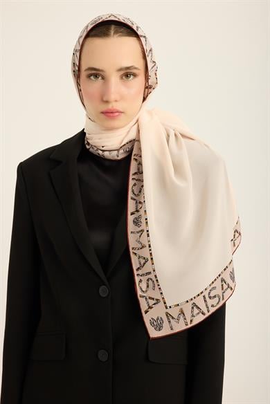 RUFİ KREP İPEK ŞAL 70*190 CM - KREM