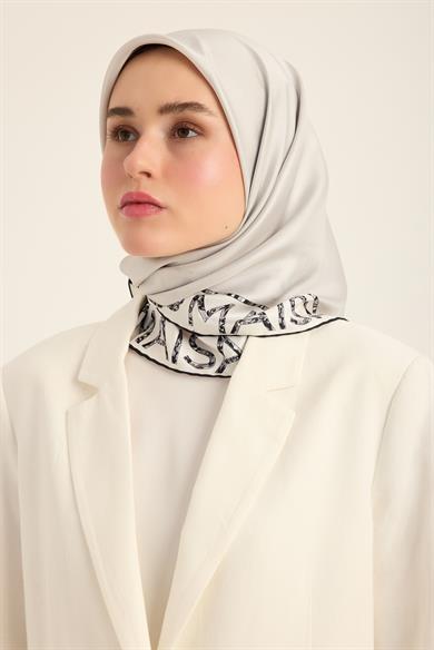 RUFİ TİVİL İPEK EŞARP 90*90 CM - GRİ