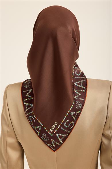 RUFİ TİVİL İPEK EŞARP 90*90 CM - KAHVERENGİ