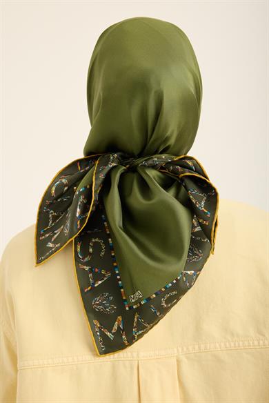 RUFİ TİVİL İPEK EŞARP 90*90 CM - KOYU YEŞİL