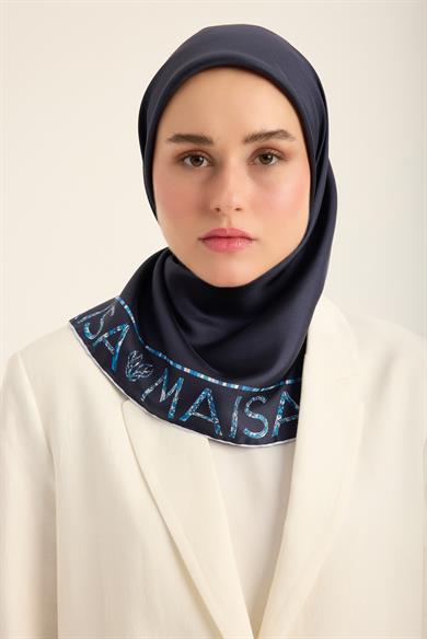 RUFİ TİVİL İPEK EŞARP 90*90 CM - LACİVERT