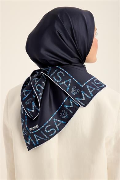 RUFİ TİVİL İPEK EŞARP 90*90 CM - LACİVERT