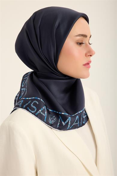RUFİ TİVİL İPEK EŞARP 90*90 CM - LACİVERT