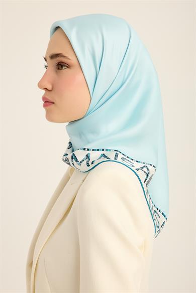 RUFİ TİVİL İPEK EŞARP 90*90 CM - MAVİ