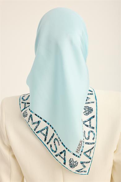 RUFİ TİVİL İPEK EŞARP 90*90 CM - MAVİ