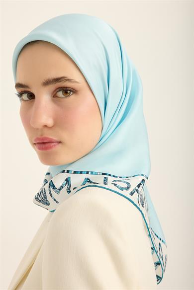 RUFİ TİVİL İPEK EŞARP 90*90 CM - MAVİ