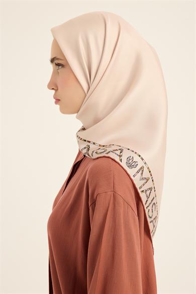 RUFİ TİVİL İPEK EŞARP 90*90 CM - PUDRA PEMBE