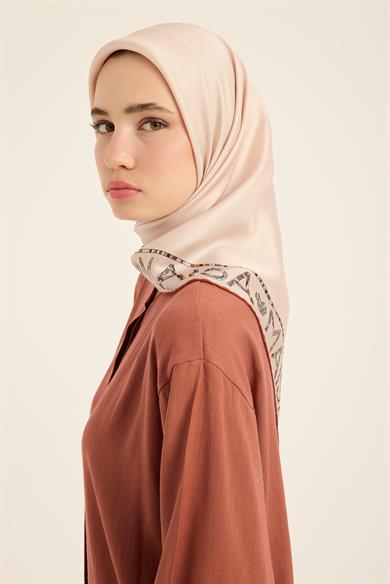 RUFİ TİVİL İPEK EŞARP 90*90 CM - PUDRA PEMBE