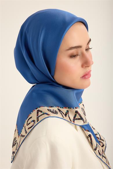 RUFİ TİVİL İPEK EŞARP 90*90 CM - SAKS