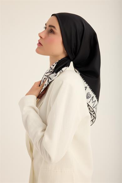RUFİ TİVİL İPEK EŞARP 90*90 CM - SİYAH