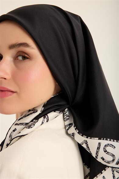 RUFİ TİVİL İPEK EŞARP 90*90 CM - SİYAH