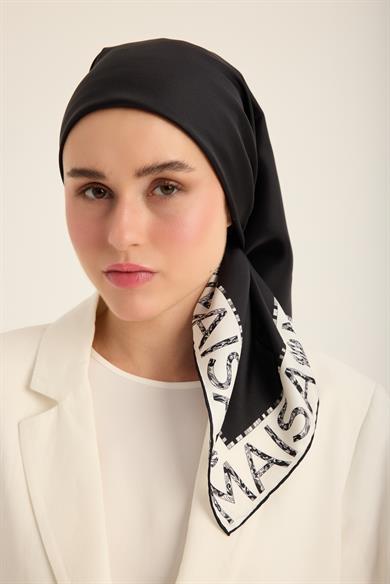 RUFİ TİVİL İPEK EŞARP 90*90 CM - SİYAH