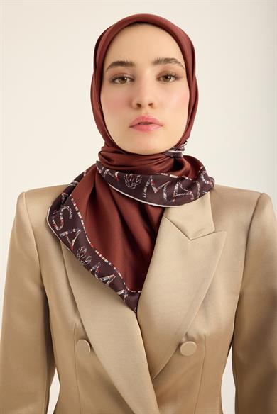 RUFİ TİVİL İPEK EŞARP 90*90 CM - TABA