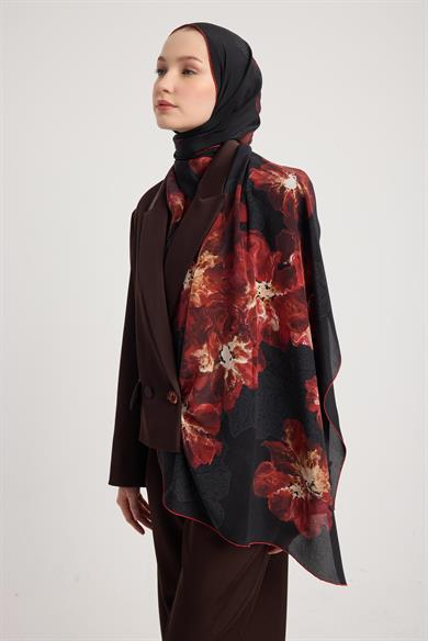 RÜYA KREP İPEK ŞAL 70*190 CM - BORDO