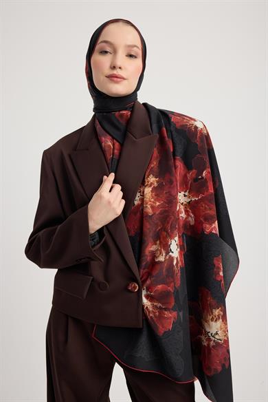 RÜYA KREP İPEK ŞAL 70*190 CM - BORDO