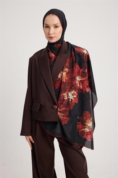 RÜYA KREP İPEK ŞAL 70*190 CM - BORDO