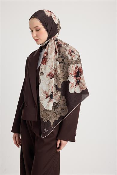 RÜYA KREP İPEK ŞAL 70*190 CM - KAHVERENGİ