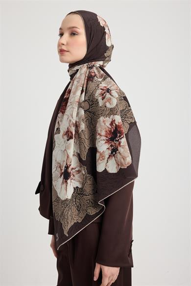 RÜYA KREP İPEK ŞAL 70*190 CM - KAHVERENGİ
