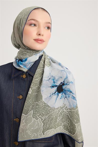 RÜYA KREP İPEK ŞAL 70*190 CM - KÜFYEŞİLİ