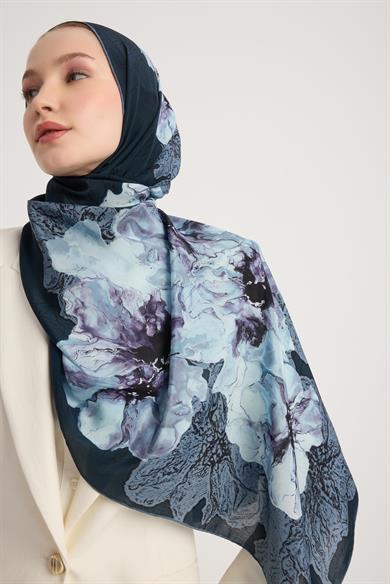 RÜYA KREP İPEK ŞAL 70*190 CM - MAVİ