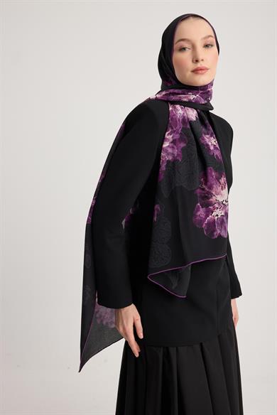 RÜYA KREP İPEK ŞAL 70*190 CM - MOR