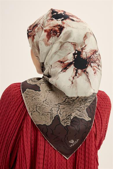 RÜYA MULBERRY İPEK EŞARP 90*90 CM - KAHVERENGİ