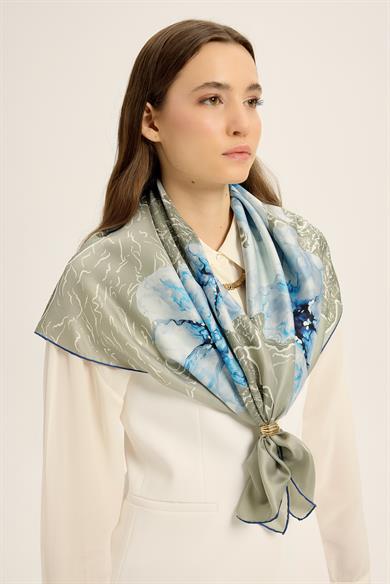 RÜYA MULBERRY İPEK EŞARP 90*90 CM - KÜF YEŞİLİ