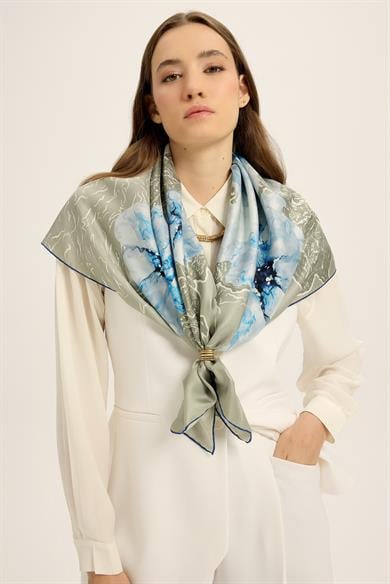 RÜYA MULBERRY İPEK EŞARP 90*90 CM - KÜF YEŞİLİ