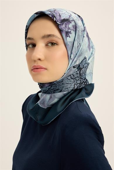 RÜYA MULBERRY İPEK EŞARP 90*90 CM - MAVİ