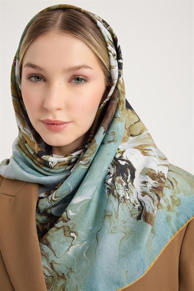 SABA PAMUK İPEK EŞARP 100*100 CM - CAMEL