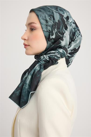 SABA PAMUK İPEK EŞARP 100*100 CM - SİYAH