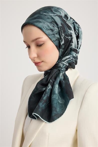 SABA PAMUK İPEK EŞARP 100*100 CM - SİYAH