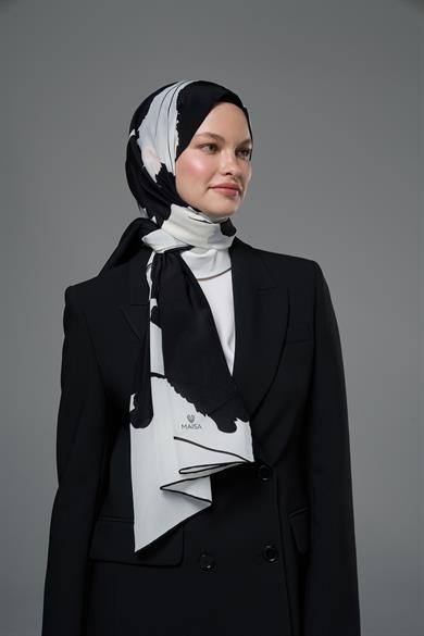 SAF KREP İPEK ŞAL 70*190 – SİYAH