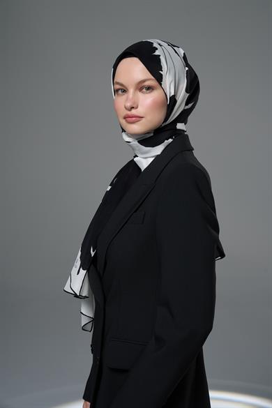 SAF KREP İPEK ŞAL 70*190 – SİYAH