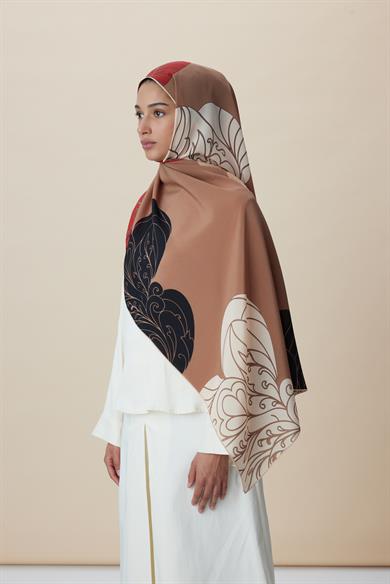 SAFİ KREP İPEK ŞAL 70*190 CM - CAMEL