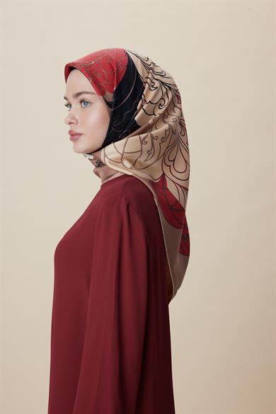 SAFİ TİVİL İPEK EŞARP 90*90 CM - CAMEL