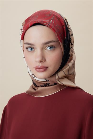SAFİ TİVİL İPEK EŞARP 90*90 CM - CAMEL