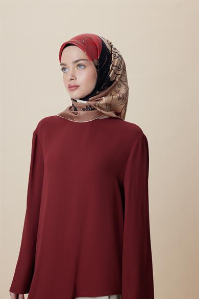 SAFİ TİVİL İPEK EŞARP 90*90 CM - CAMEL