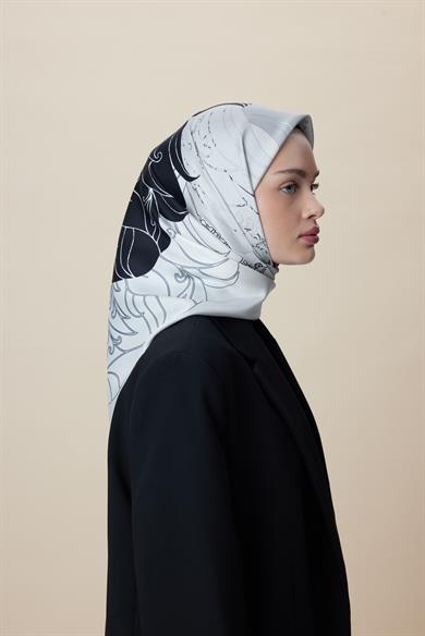 SAFİ TİVİL İPEK EŞARP 90*90 CM - EKRU
