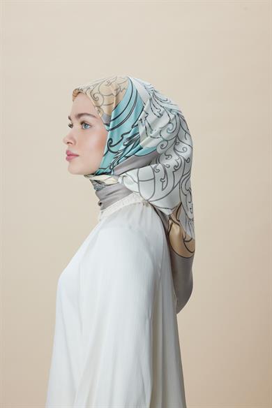 SAFİ TİVİL İPEK EŞARP 90*90 CM - GRİ