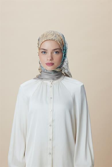 SAFİ TİVİL İPEK EŞARP 90*90 CM - GRİ