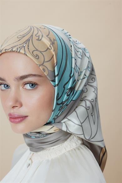 SAFİ TİVİL İPEK EŞARP 90*90 CM - GRİ
