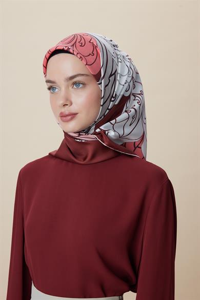 SAFİ TİVİL İPEK EŞARP 90*90 CM - KIRMIZI