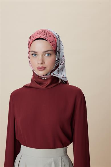 SAFİ TİVİL İPEK EŞARP 90*90 CM - KIRMIZI