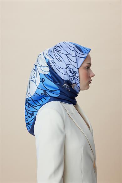 SAFİ TİVİL İPEK EŞARP 90*90 CM - LACİVERT