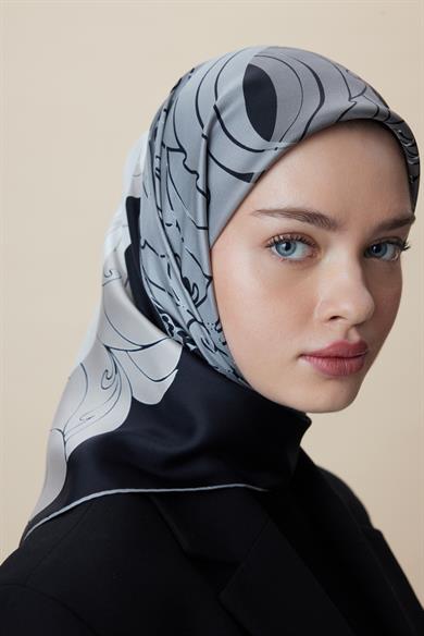 SAFİ TİVİL İPEK EŞARP 90*90 CM - SİYAH